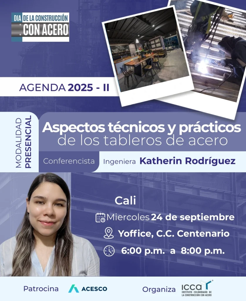 Conferencia presencial en Cali sobre aspectos técnicos y prácticos de los tableros de acero