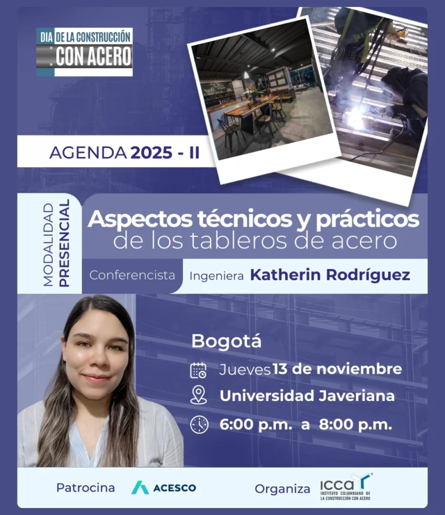 Conferencia presencial en Bogotá sobre aspectos técnicos y prácticos de los tableros de acero