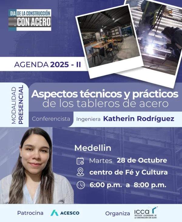 Conferencia presencial en Medellín sobre aspectos técnicos y prácticos de los tableros de acero