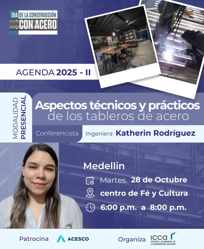Conferencia presencial en Medellín sobre aspectos técnicos y prácticos de los tableros de acero